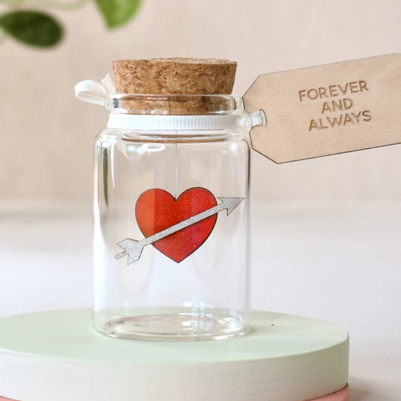 Romantic Gift For Her, Message Bottle Keepsake, Valentines Girlfriend Gift, Personalised Anniversary Gift For Wife, Personalised Heart Token